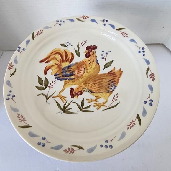 Corelle COUNTRY MORNING Rooster Chicken Lunch Salad Dessert Plates 8.5” Set Of 4 - Picture 2 of 3